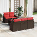 Bankstel 6 st 3-Aantal zitplaatsen Bruin en Rood poly rattan