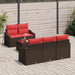 Bankstel 6 st 3-Aantal zitplaatsen Bruin en Rood poly rattan