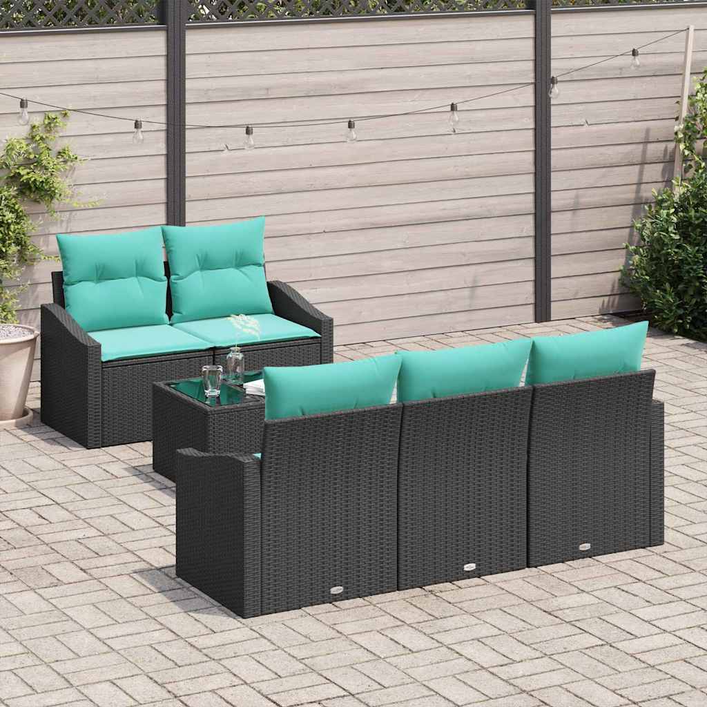 Bankstel 6 st 3-Aantal zitplaatsen Zwart en Turquoise