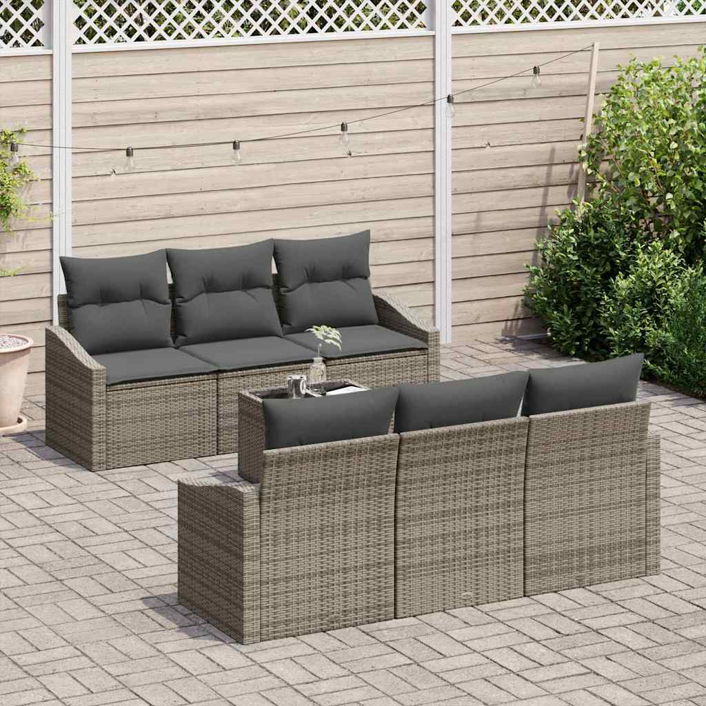 Bankstel 7 st Grijs poly rattan