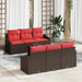 Bankstel 7 st 3-Aantal zitplaatsen Bruin en Rood poly rattan