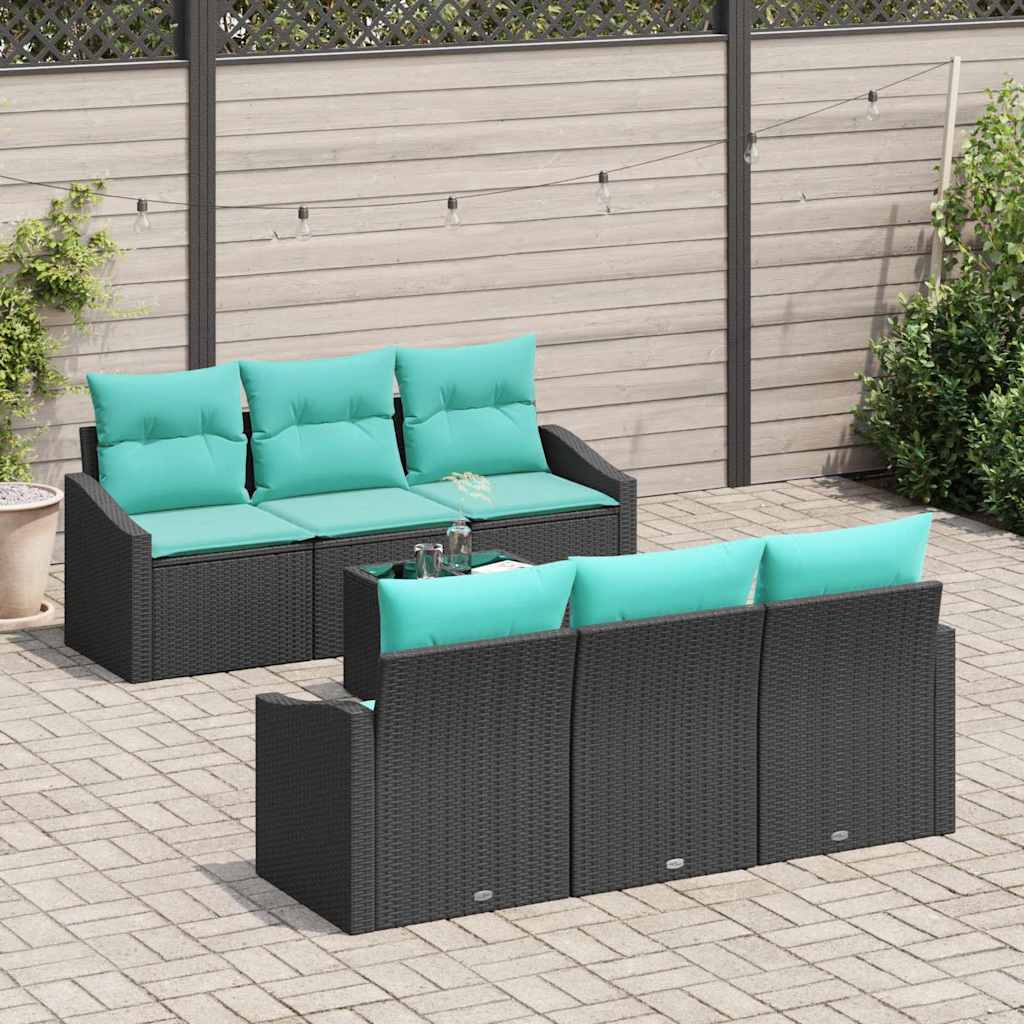 Bankstel 7 st 3-Aantal zitplaatsen Zwart en Turquoise