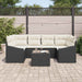 Bankstel 7 st Zwart en Crème poly rattan