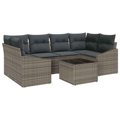 Bankstel 7 st Grijs poly rattan