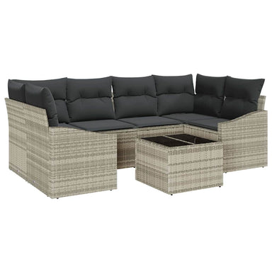 Bankstel 7 st Lichtgrijs poly rattan
