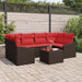 Bankstel 7 st 3-Aantal zitplaatsen Bruin en Rood poly rattan