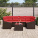 Bankstel 7 st 3-Aantal zitplaatsen Bruin en Rood poly rattan