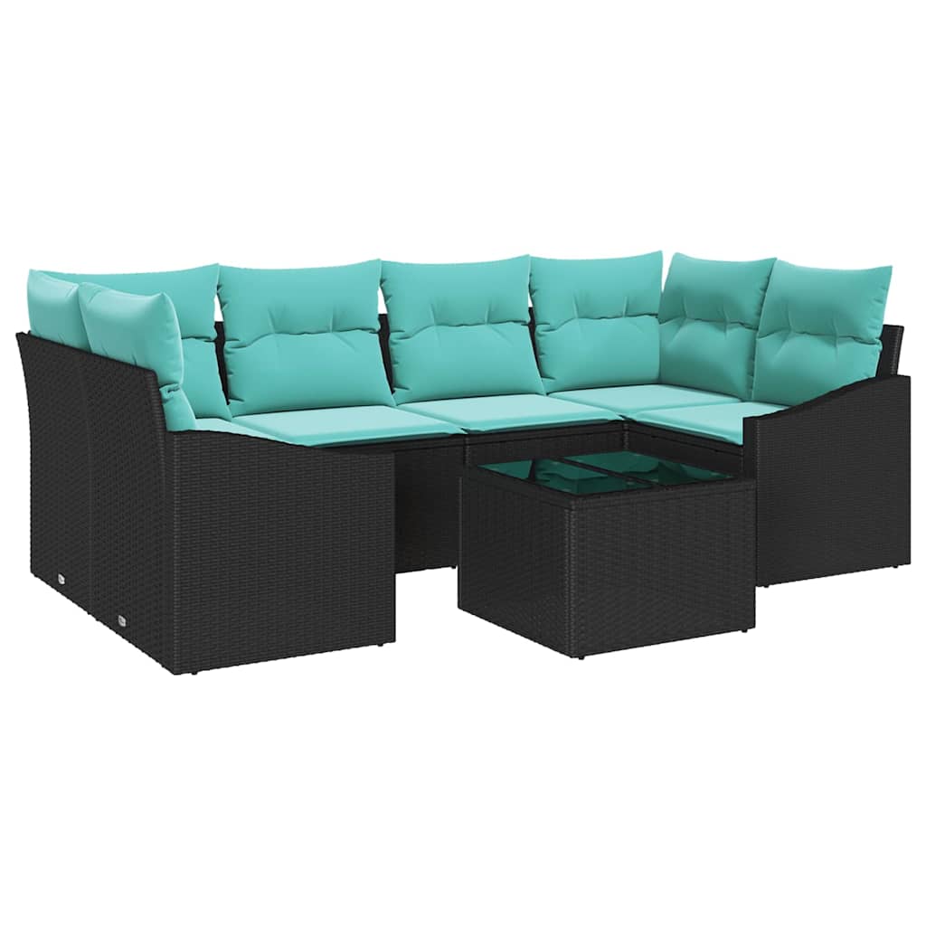 Bankstel 7 st 3-Aantal zitplaatsen Zwart en Turquoise