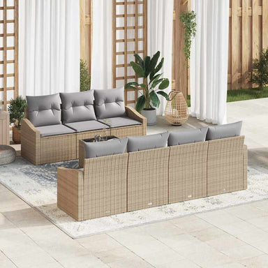 Bankstel 8 st Beige en Licht Grijs poly rattan
