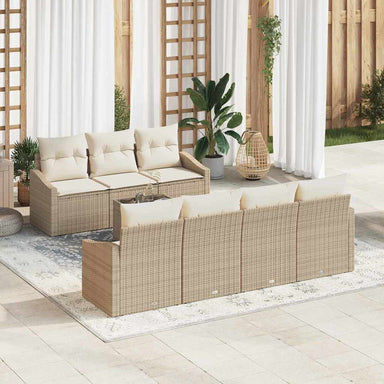 Bankstel 8 st Beige en Crème poly rattan