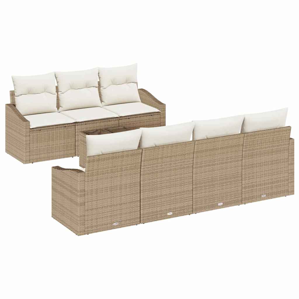 Bankstel 8 st Beige en Crème poly rattan