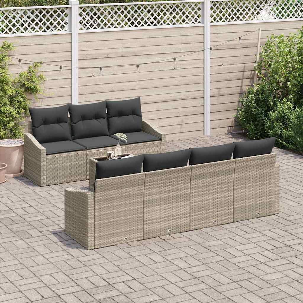 Bankstel 8 st Lichtgrijs poly rattan