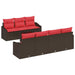 Bankstel 8 st 3-Aantal zitplaatsen Bruin en Rood poly rattan