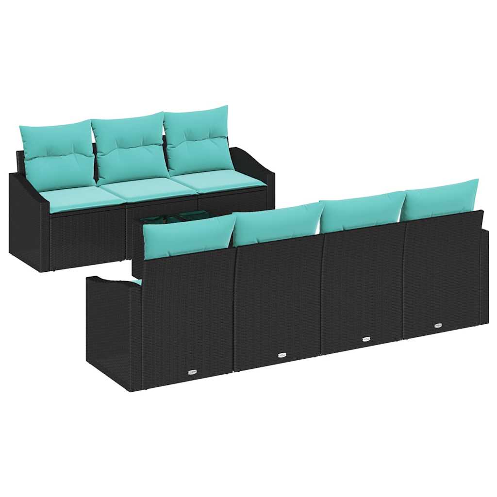 Bankstel 8 st 3-Aantal zitplaatsen Zwart en Turquoise