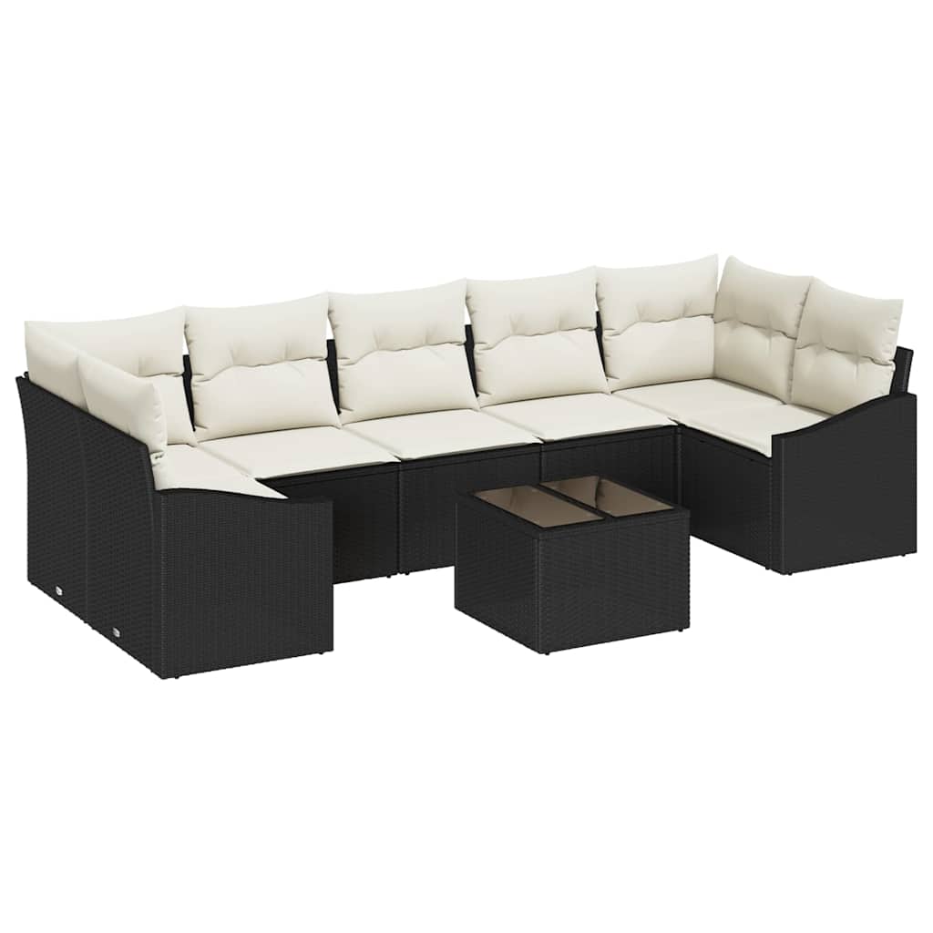 Bankstel met kussen Zwart en Crème 55 x 55 x 37 cm poly rattan