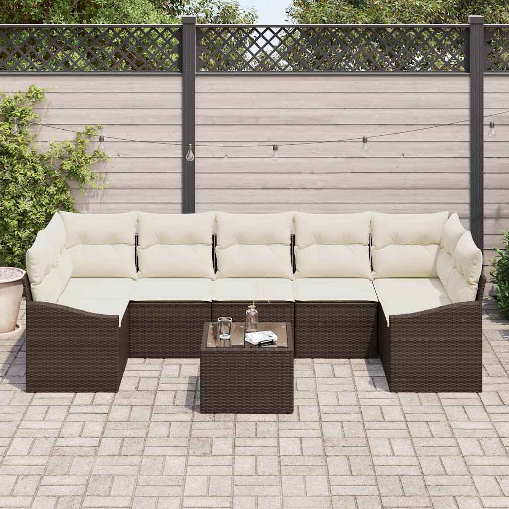 Bankstel met kussen Bruin en Crème 55 x 55 x 37 cm poly rattan