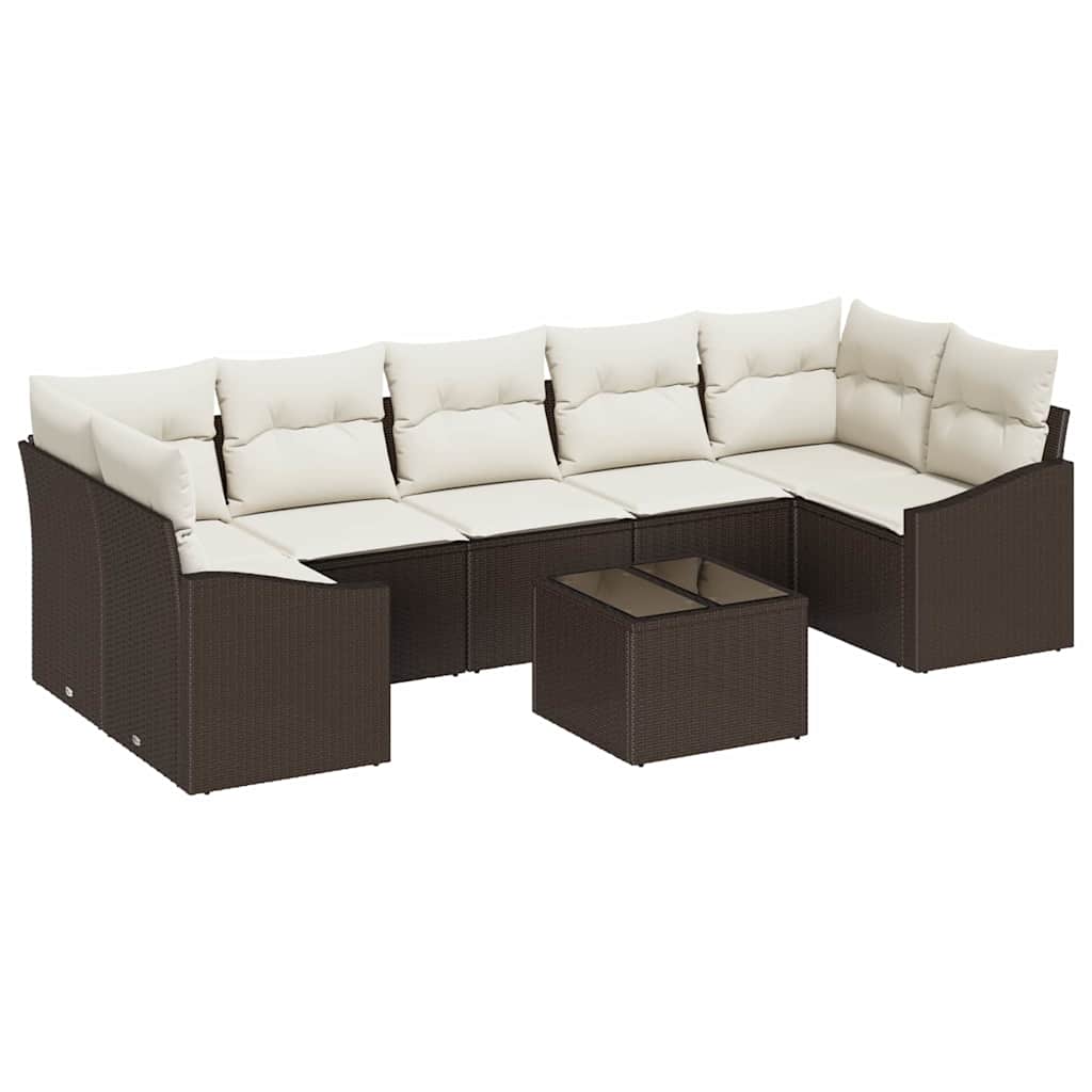 Bankstel met kussen Bruin en Crème 55 x 55 x 37 cm poly rattan