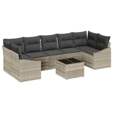 Bankstel met kussen Lichtgrijs 55 x 55 x 37 cm poly rattan