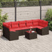Bankstel 8 st 7-Aantal zitplaatsen Bruin en Rood poly rattan