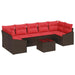 Bankstel 8 st 7-Aantal zitplaatsen Bruin en Rood poly rattan