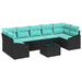 Bankstel 8 st 7-Aantal zitplaatsen Zwart en Turquoise
