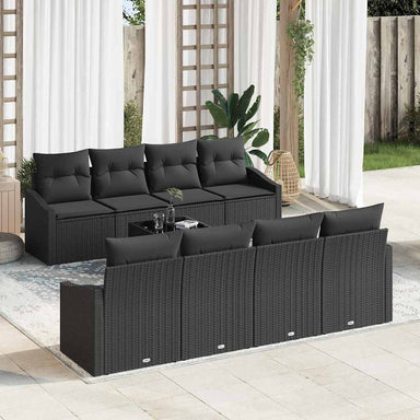 Bankstel 9 st Zwart poly rattan