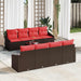 Bankstel 9 st 3-Aantal zitplaatsen Bruin en Rood poly rattan
