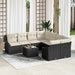 Bankstel 9 st Zwart en Crème poly rattan