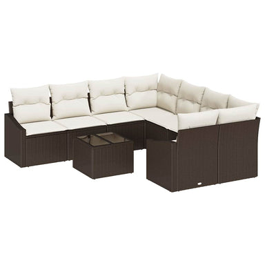 Bankstel 9 st Bruin en Crème poly rattan