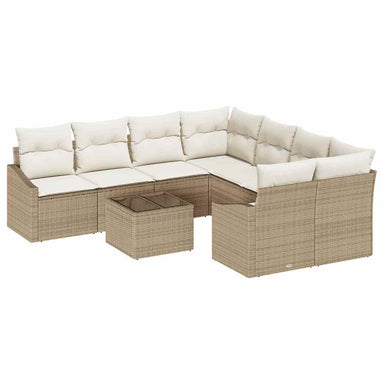 Bankstel 9 st Beige en Crème poly rattan