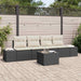 Bankstel 5 st Zwart en Crème poly rattan