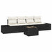 Bankstel 5 st Zwart en Crème poly rattan