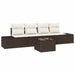 Bankstel 5 st Bruin en Crème poly rattan
