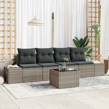 Bankstel 5 st Grijs poly rattan