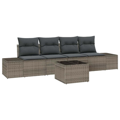 Bankstel 5 st Grijs poly rattan