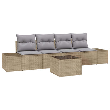 Bankstel 5 st Beige en Licht Grijs poly rattan