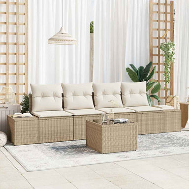 Bankstel 5 st Beige en Crème poly rattan