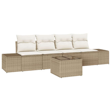 Bankstel 5 st Beige en Crème poly rattan