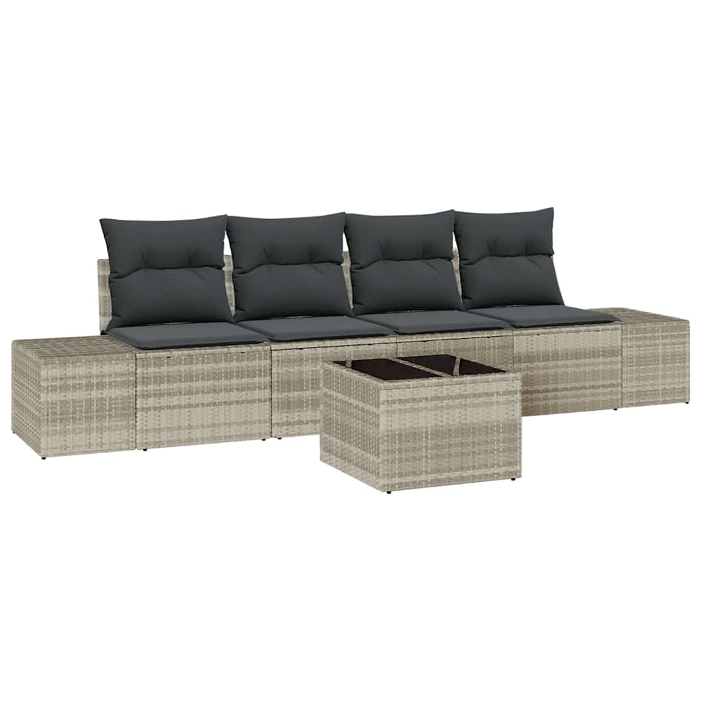 Bankstel 5 st Lichtgrijs poly rattan