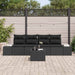 Bankstel 5 st Zwart poly rattan
