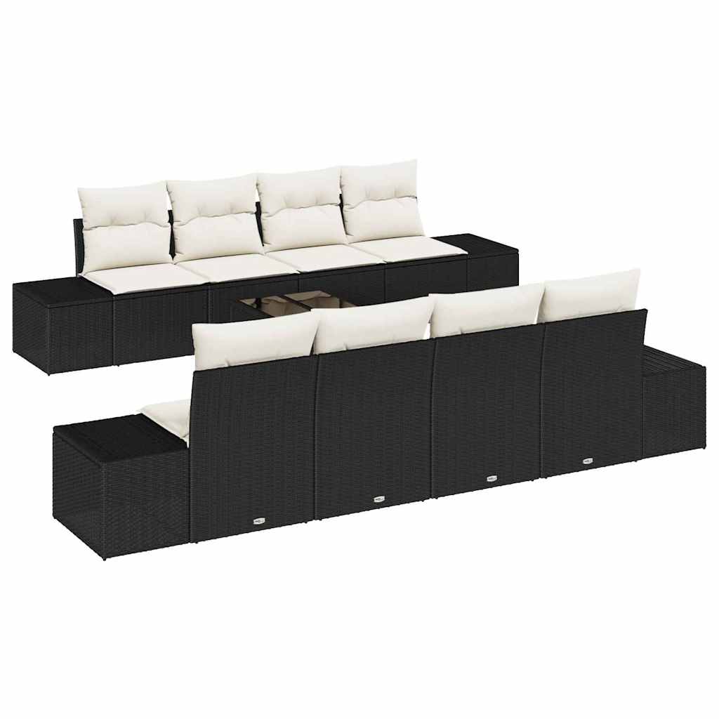 Tuin Sofa Set 7 st Zwart en Crème poly rattan