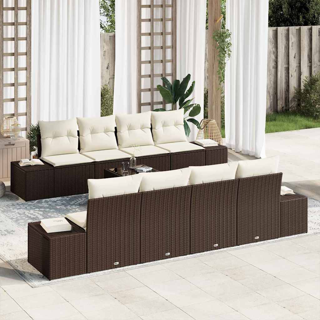 Tuin Sofa Set 7 st Bruin en crème poly rattan
