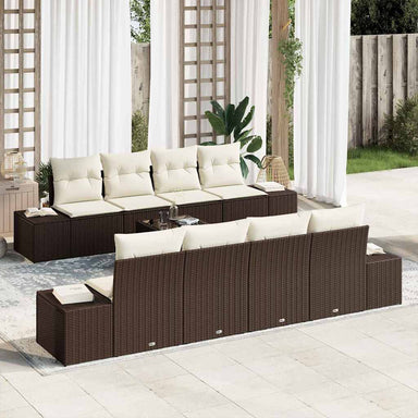 Tuin Sofa Set 7 st Bruin en crème poly rattan