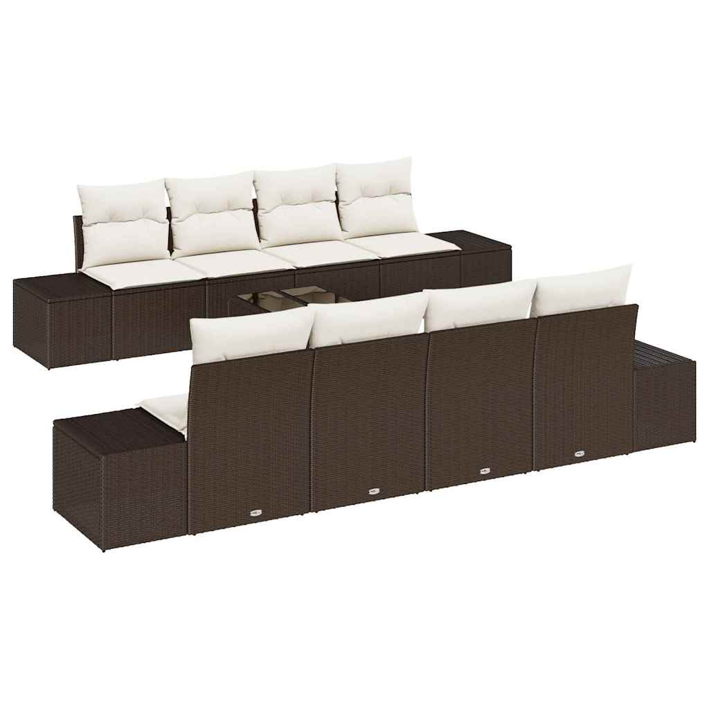 Tuin Sofa Set 7 st Bruin en crème poly rattan