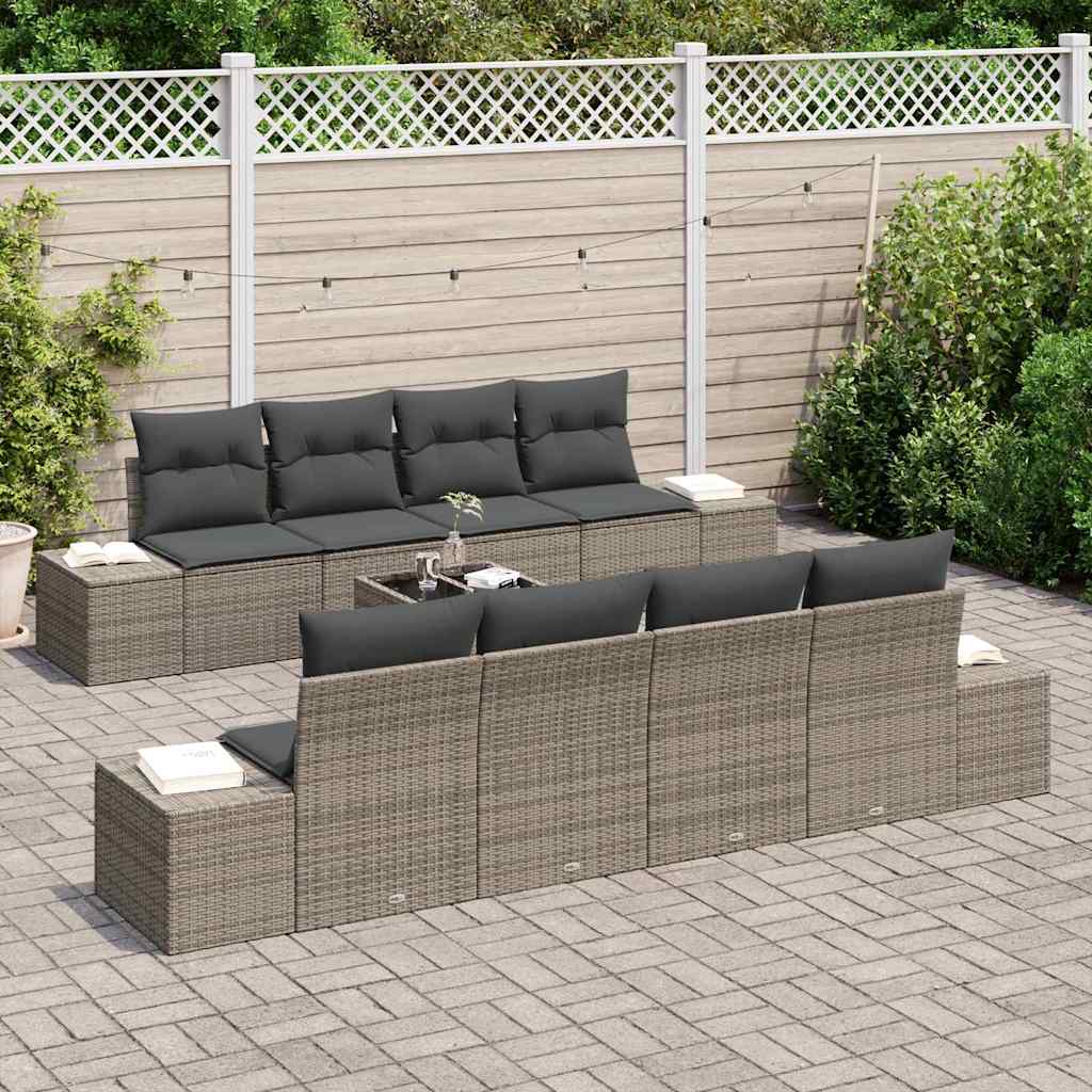 Tuin Sofa Set 7 st Grijs poly rattan