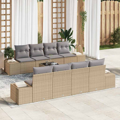 Tuin Sofa Set 7 st Beige en Licht Grijs poly rattan