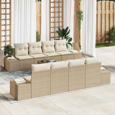 Tuin Sofa Set 7 st Beige en Crème poly rattan