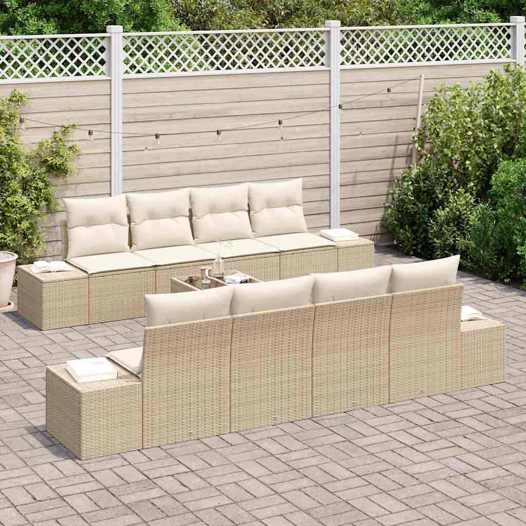 Tuin Sofa Set 7 st Beige en Crème poly rattan