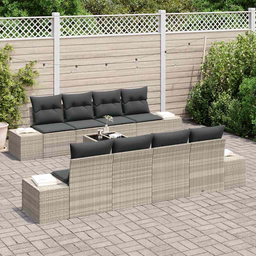 Tuin Sofa Set 7 st Lichtgrijs poly rattan