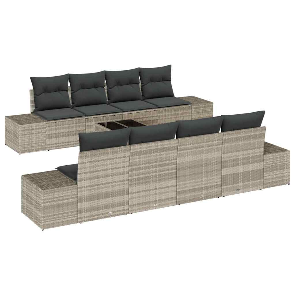 Tuin Sofa Set 7 st Lichtgrijs poly rattan